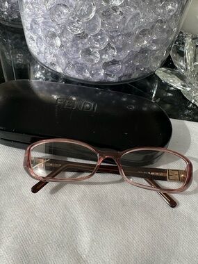 Fendi Women's Translucent Pink Rectangular Eyeglasses